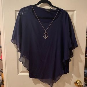 Blue top with necklace